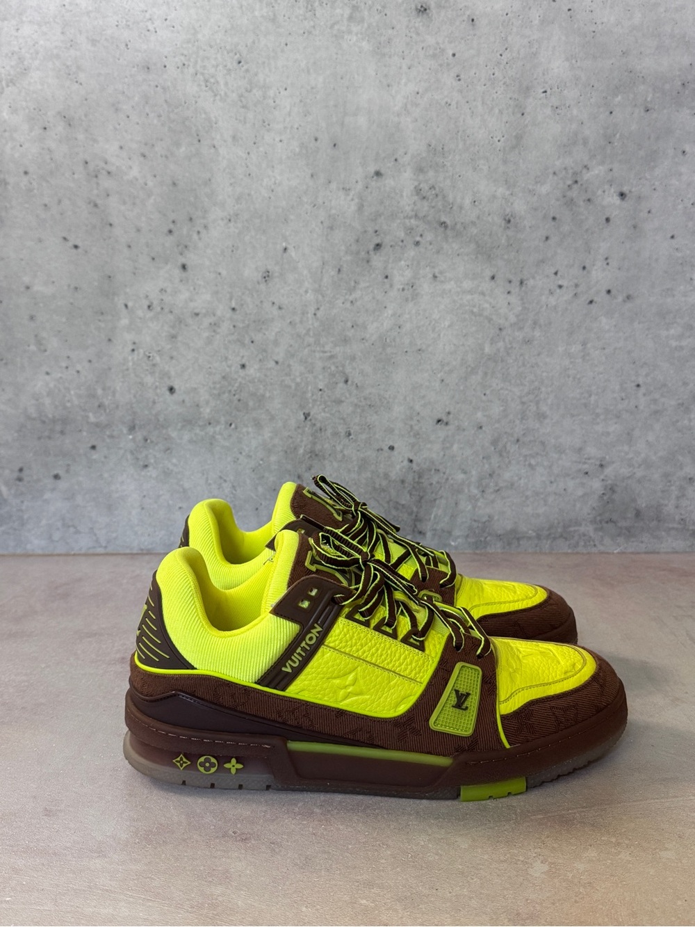 Louis Vuitton Trainer Neon Yellow Brown Virgil Abloh Era LV 8 (Fits US8.5-9)